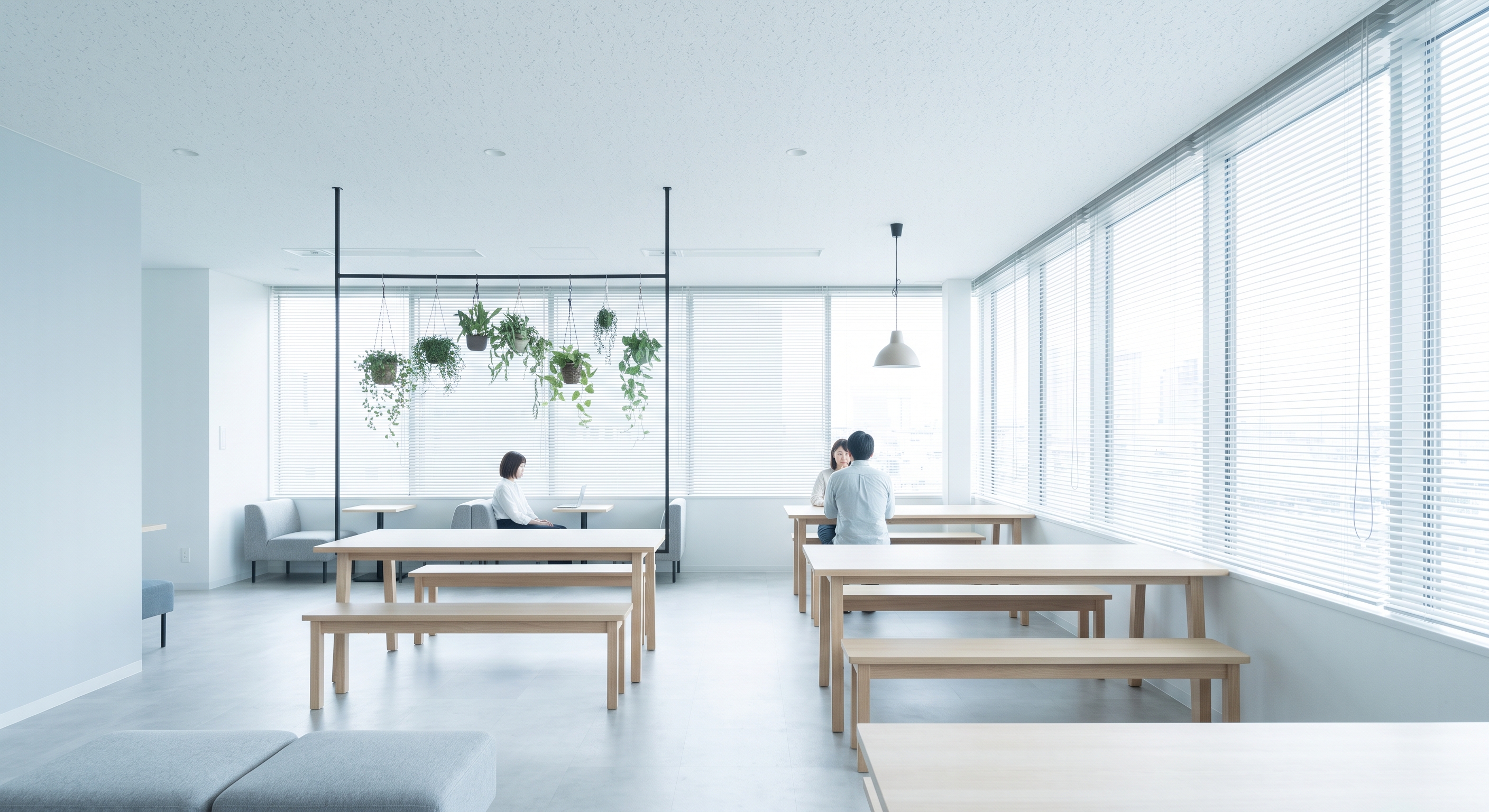 自然光の入るオフィスで働く人々